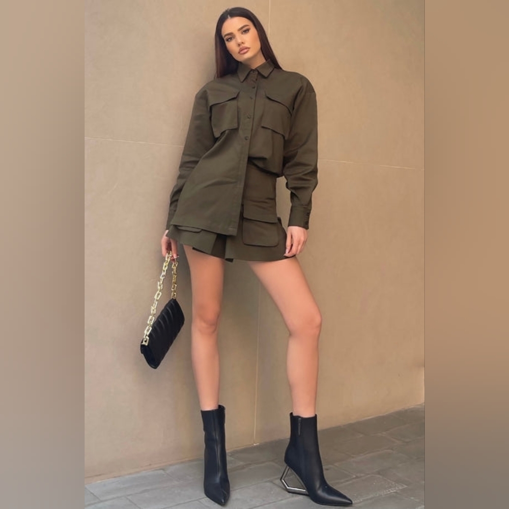 Fashion Nova On Top Of The World Skirt Set - Olive Small